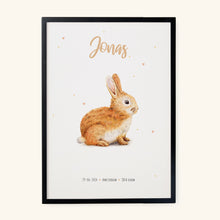 Afbeelding in Gallery-weergave laden, Geboorteposter konijn - gepersonaliseerd - A3
