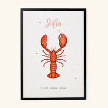 Load image into Gallery viewer, Geboorteposter kreeft - gepersonaliseerd - A3
