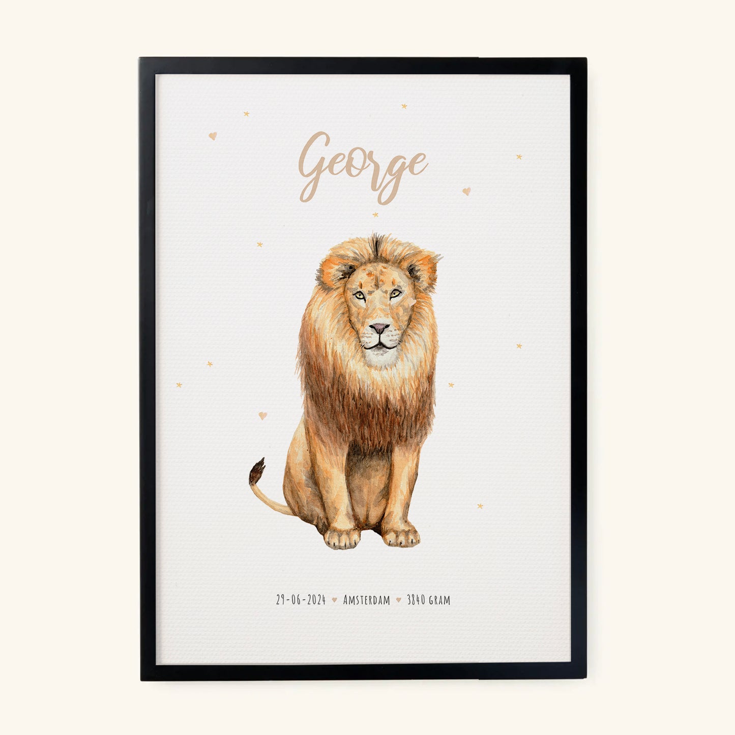 Birth poster lion - personalized - A3