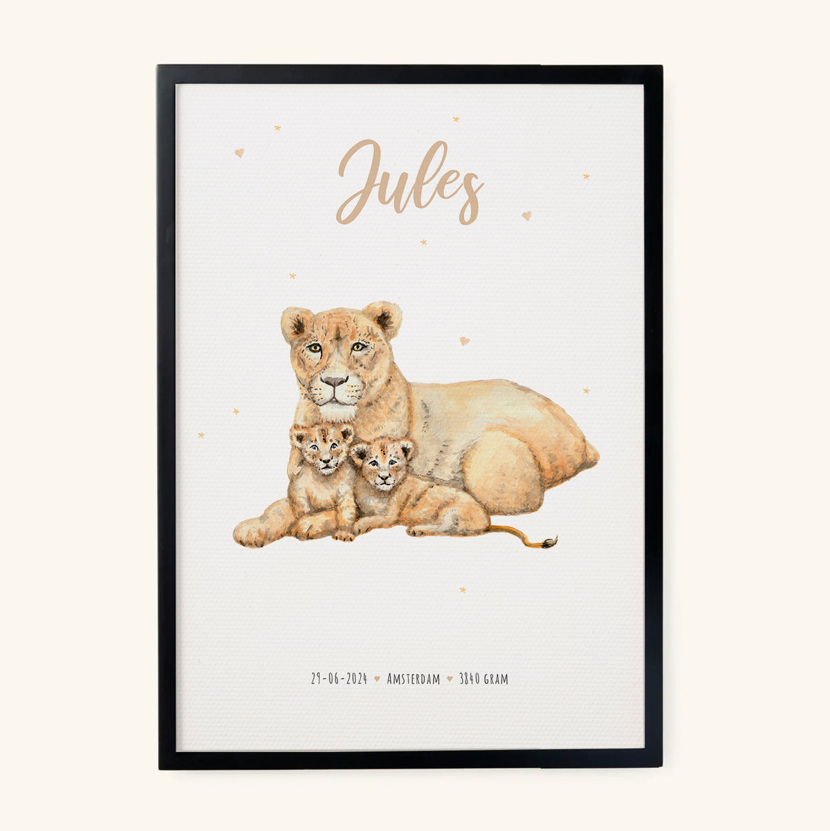 Tierposter mit Löwenmama und Löwenkindern