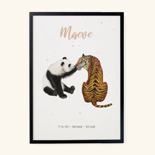 Load image into Gallery viewer, Birth poster tiger panda - personalised - A3
