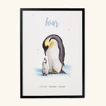 Afbeelding in Gallery-weergave laden, Geboorteposter pinguïns - gepersonaliseerd - A3
