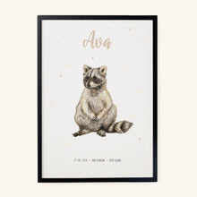 Lade das Bild in den Galerie-Viewer, Geboorteposter wasbeer - gepersonaliseerd - A3
