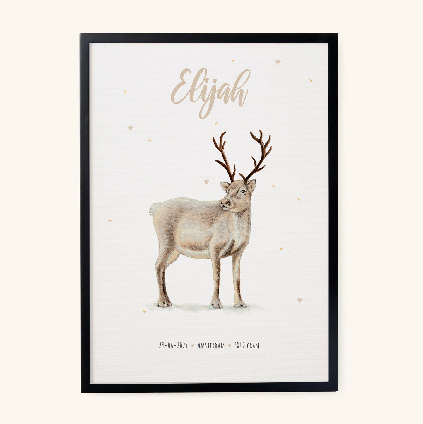 Birth poster reindeer - personalized - A3