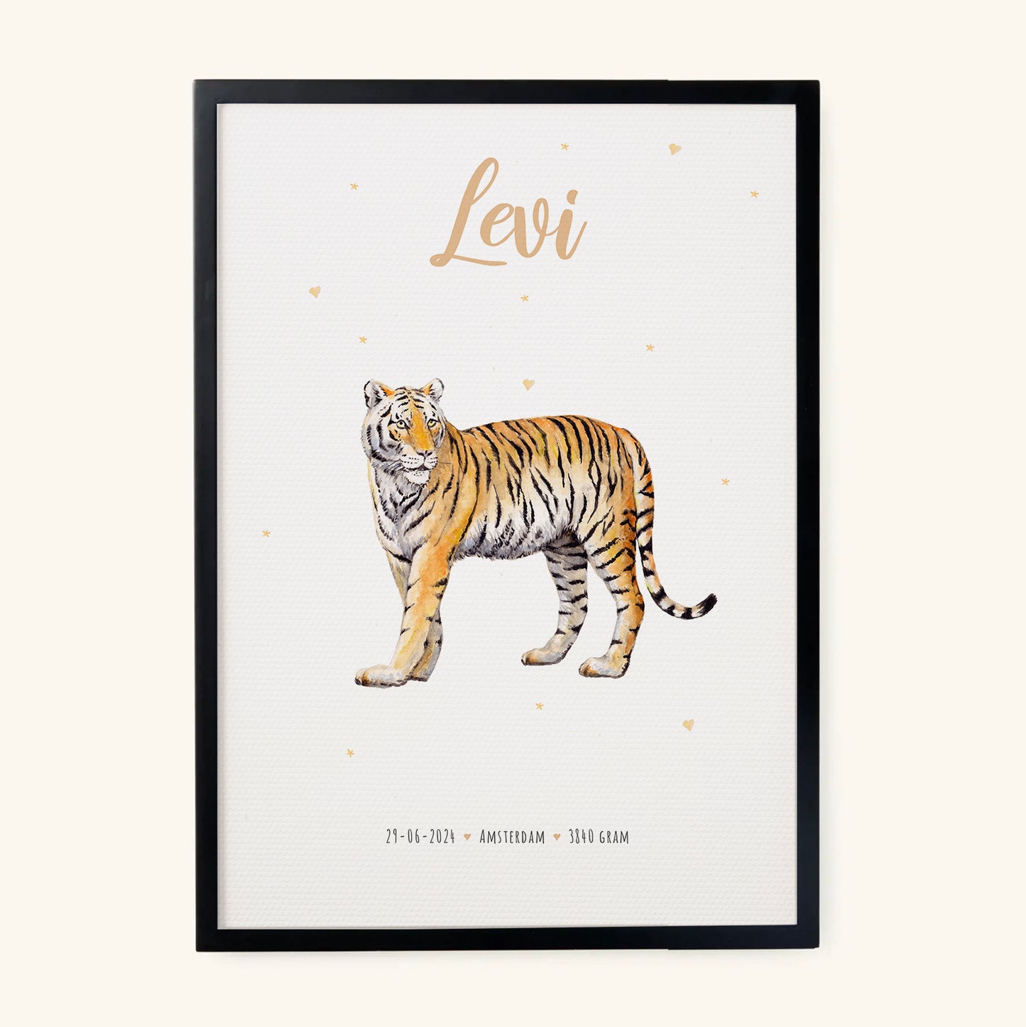 Birth poster tiger - personalised - A3