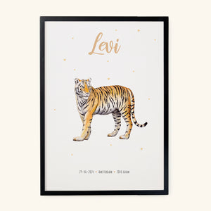 Birth poster tiger - personalised - A3