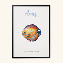 Load image into Gallery viewer, Birth poster fish - personalised - A3
