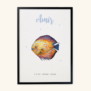 Poster tropical fish blue and yellow