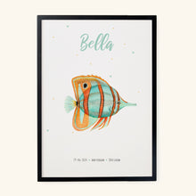 Load image into Gallery viewer, Birth poster tropical fish - personalised - A3

