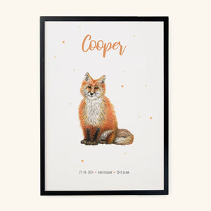 Birth poster fox - personalised - A3