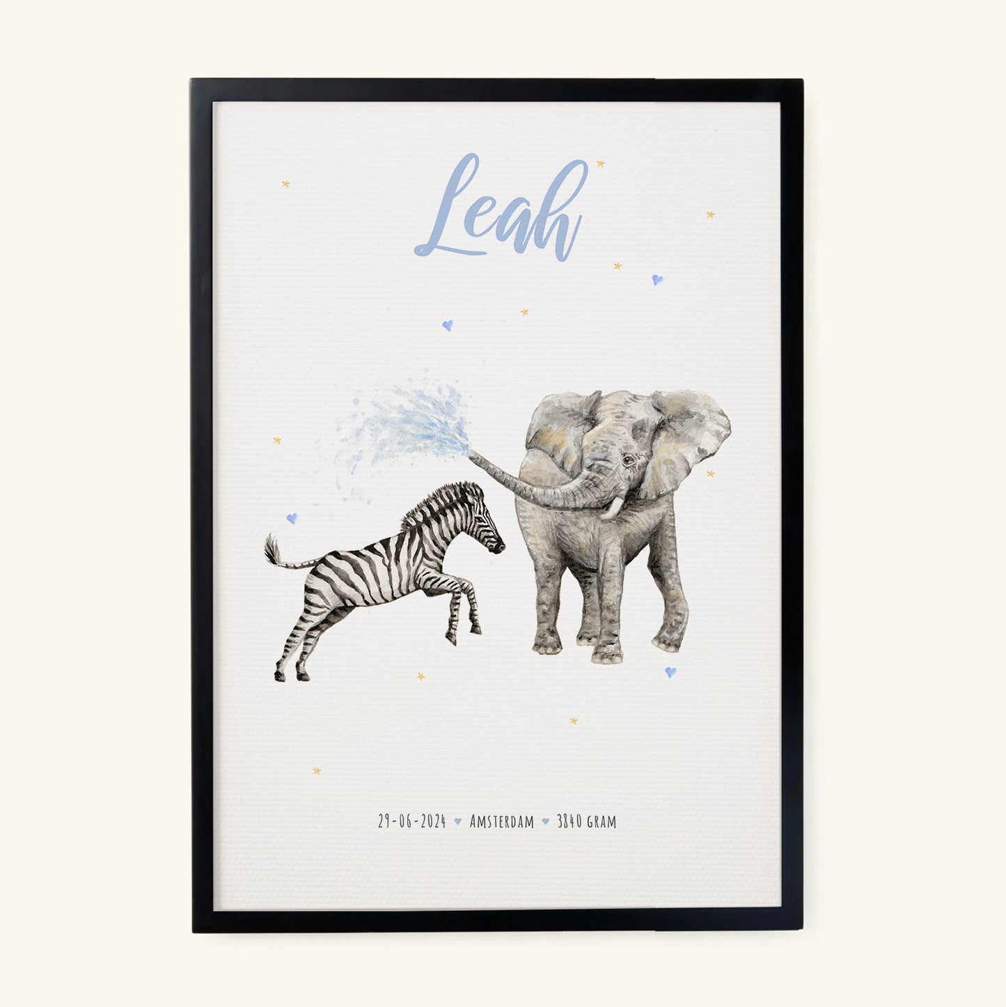 Poster Elefant und Zebra