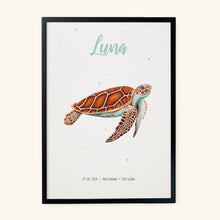Load image into Gallery viewer, Birth poster sea turtle - personalised - A3
