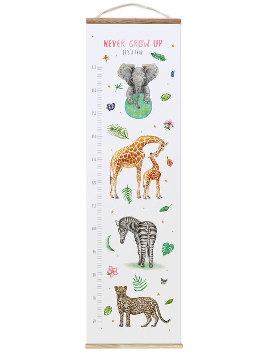 Personalised growth chart jungle animals with name