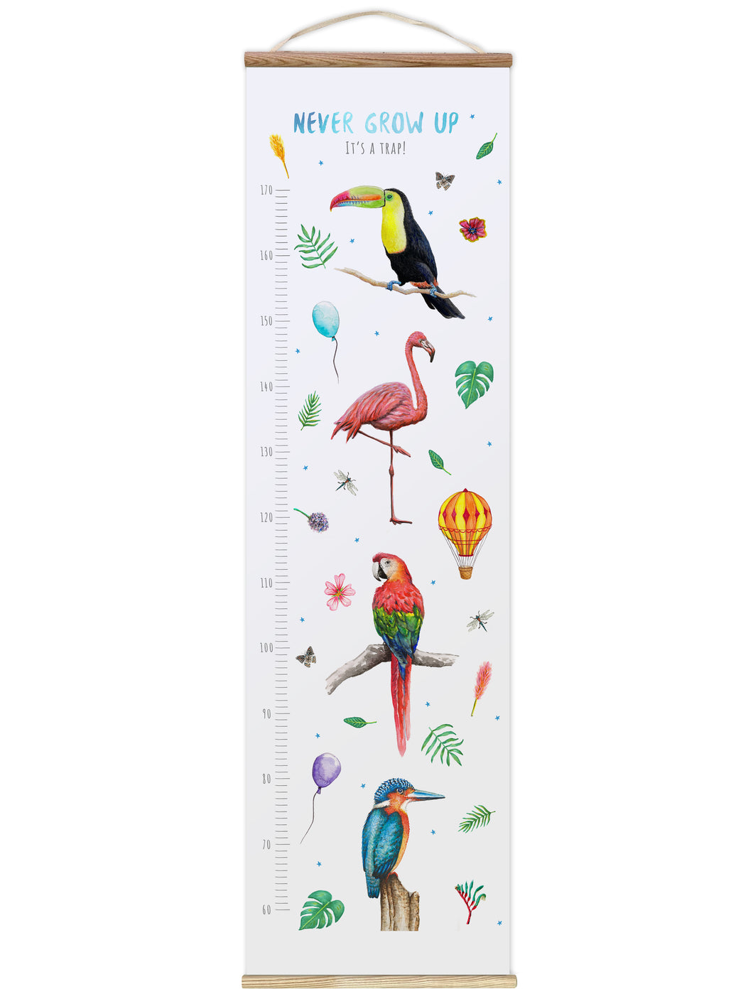 Personalised growth chart birds with name