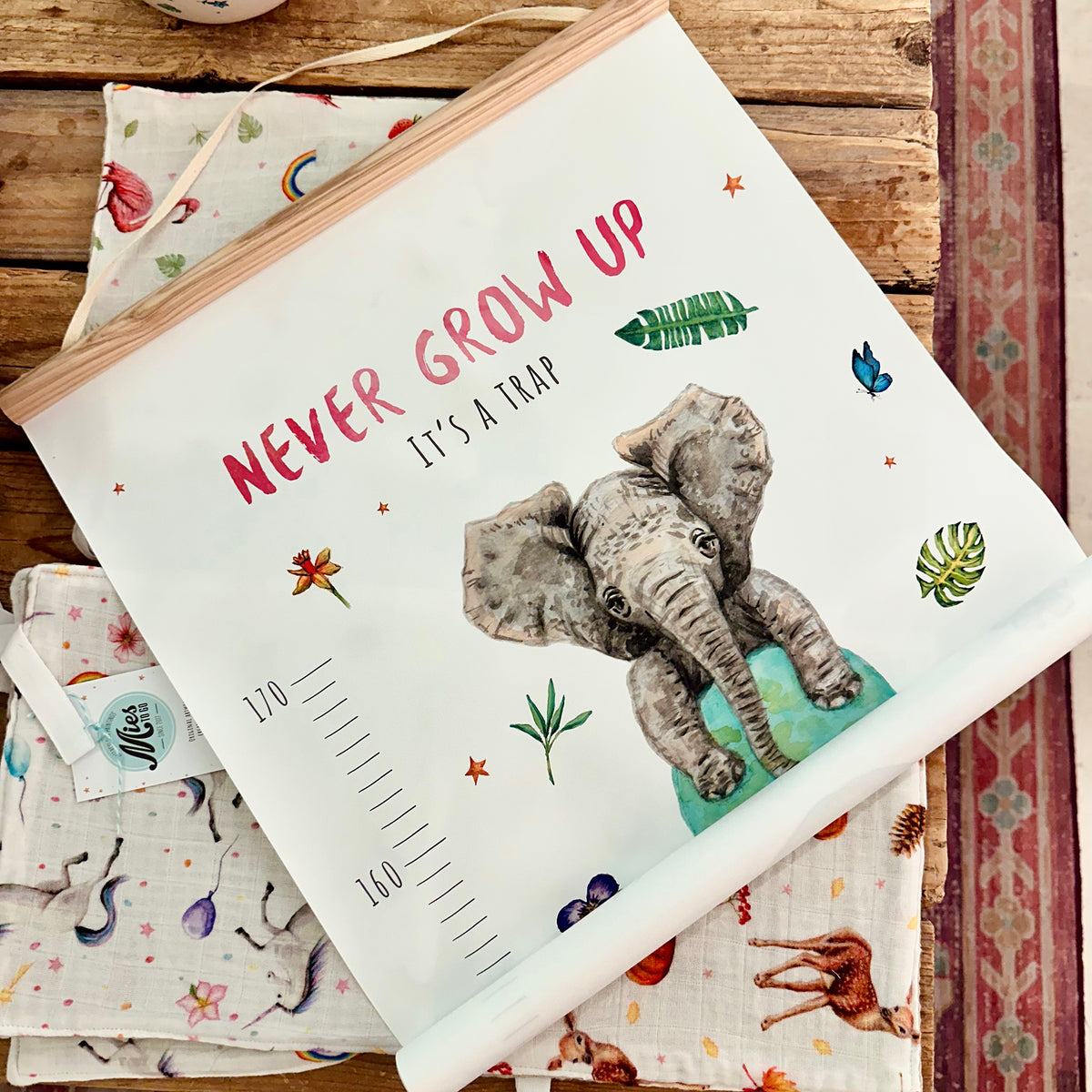Personalised growth chart jungle animals with name