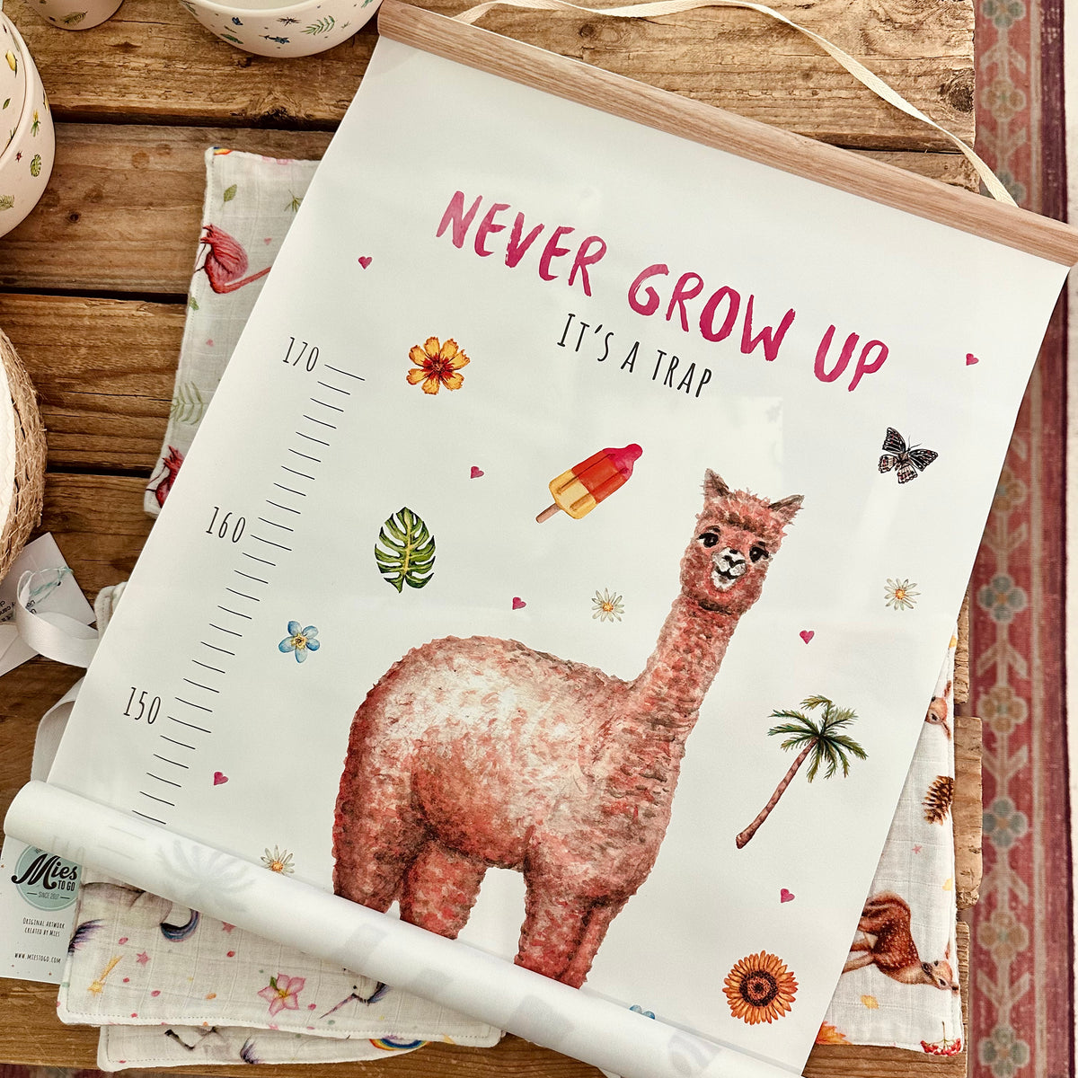 Personalised growth chart tropical animals with name