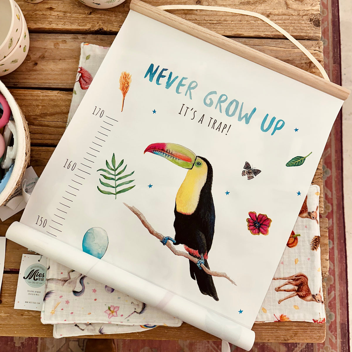 Personalised growth chart birds with name