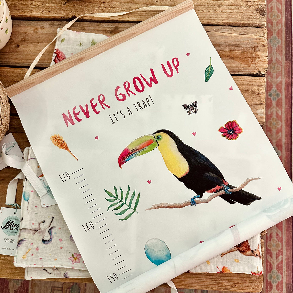 Personalised growth chart birds with name