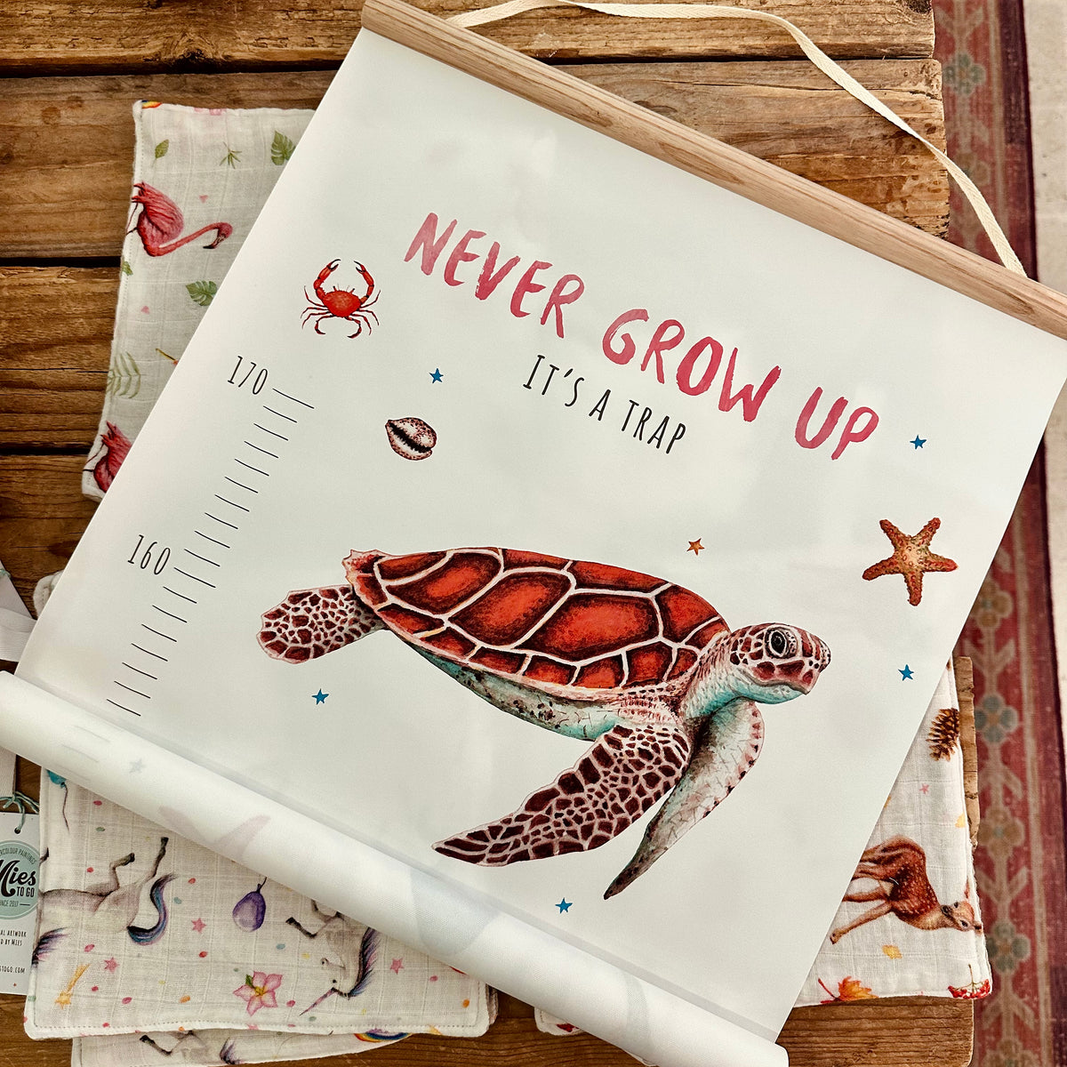 Personalised growth chart sea animals with name