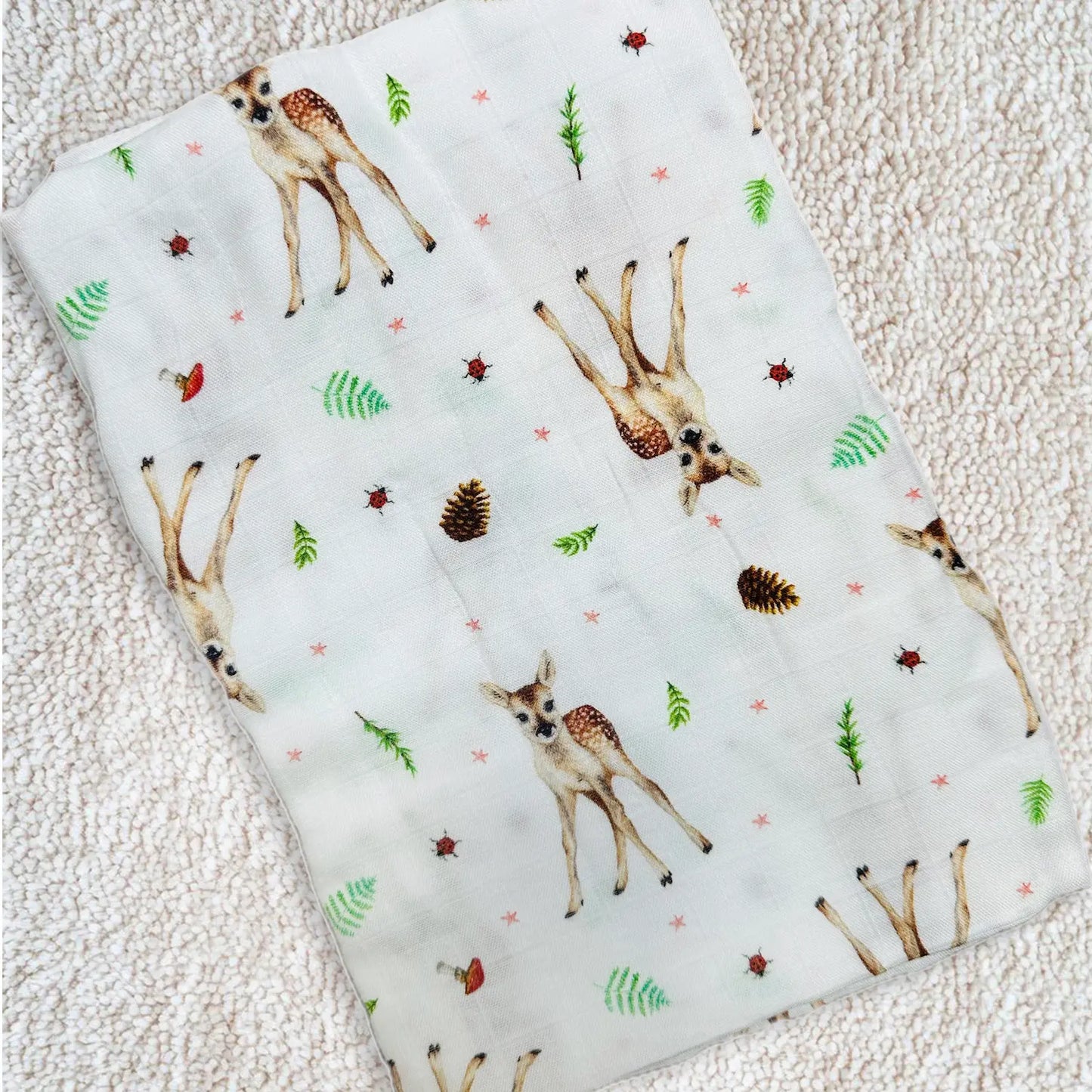 XL hydrofiele doek hertje 120 cm – extra zacht biologisch textiel – must-have voor baby's