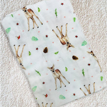 Load image into Gallery viewer, Baby muslin swaddle XL blanket little deer - 120cm
