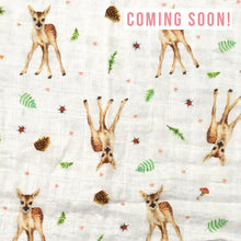 Load image into Gallery viewer, 2 medium baby muslin swaddle blankets little deer  - 60 cm

