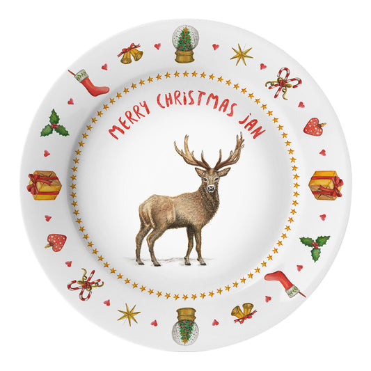 Kids personalized Christmas dinner name plate deer