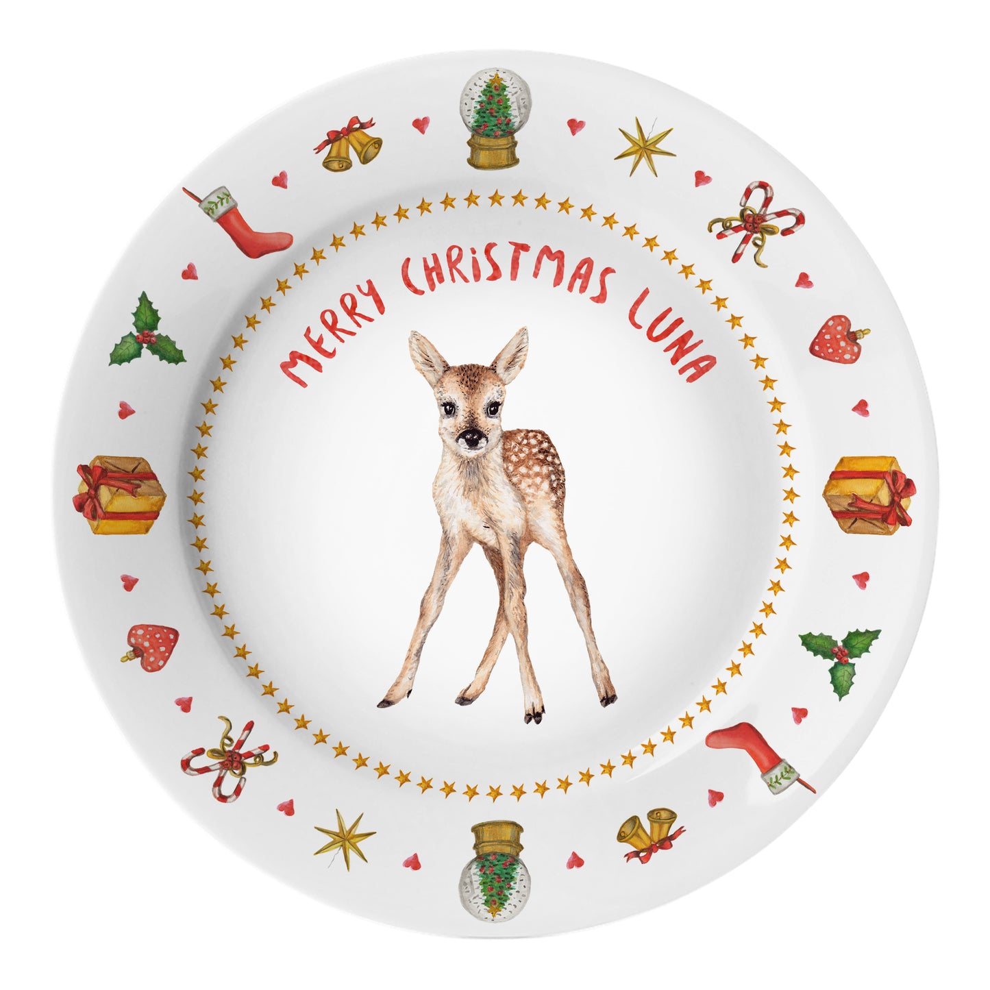 Kids personalized Christmas dinner name plate deer