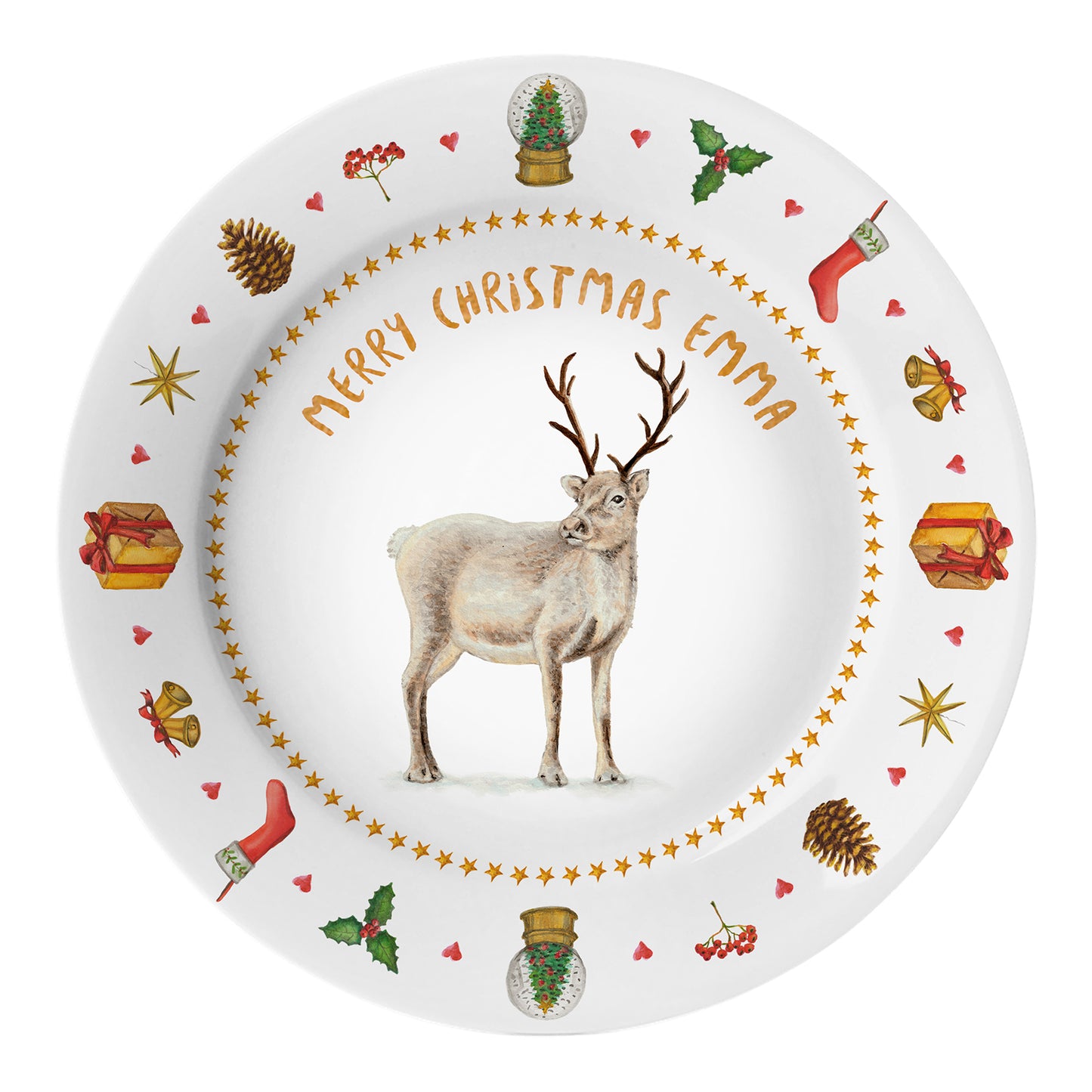 Kids personalized Christmas dinner name plate deer