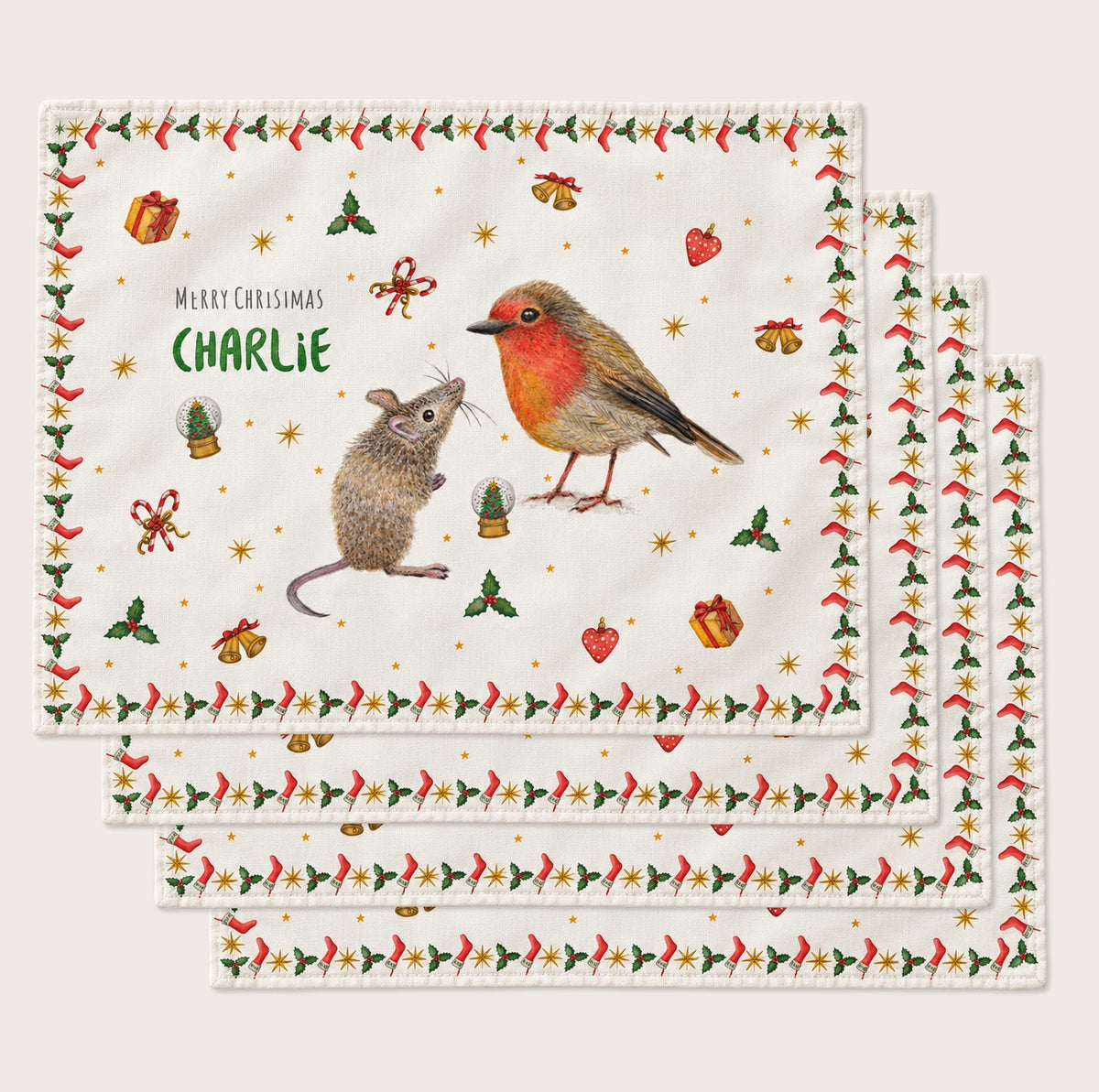 4 Christmas placemats with name