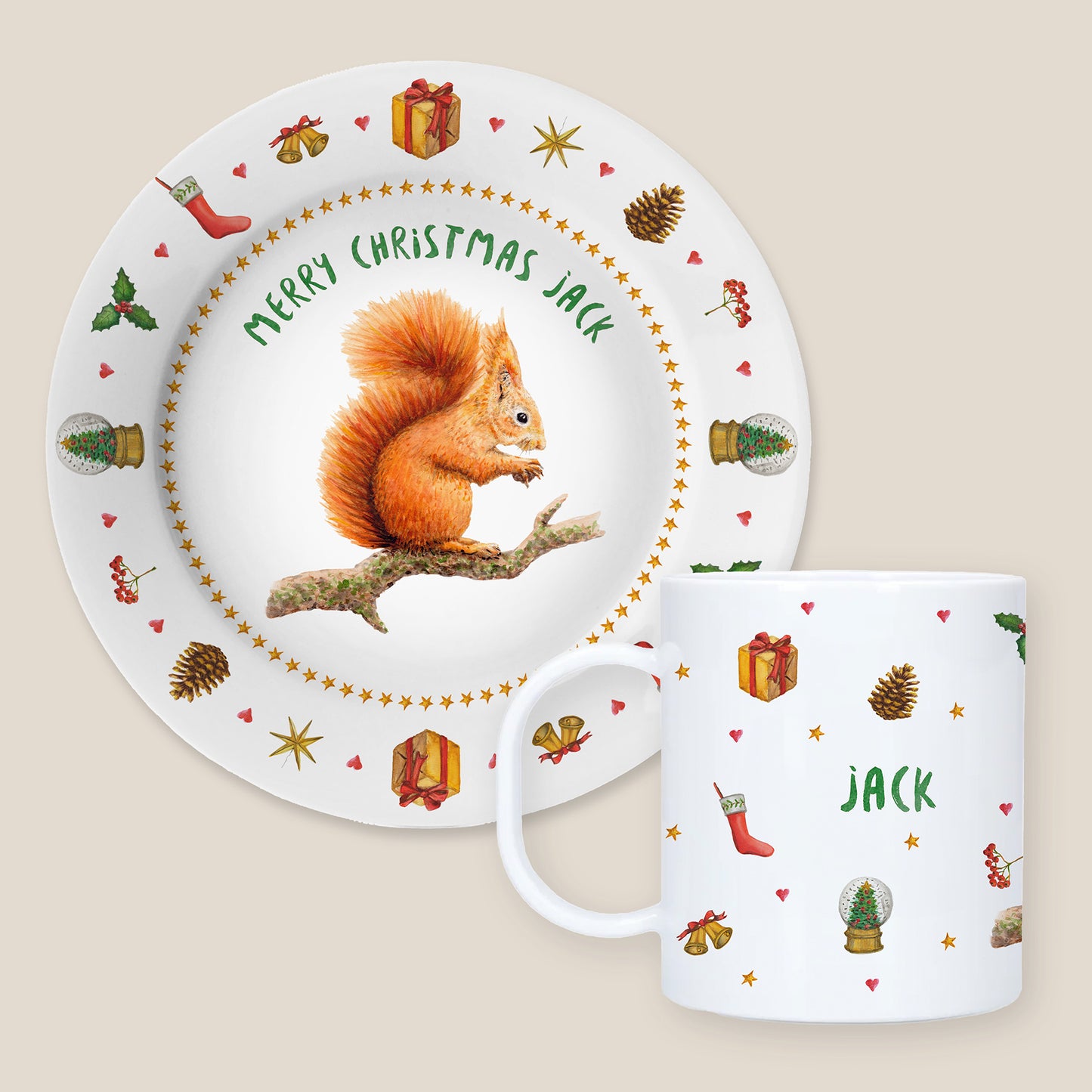 Kids personalized Christmas dinner name plate deer