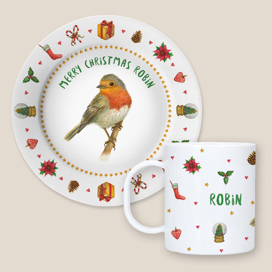 Kids personalized Christmas dinner name plate deer