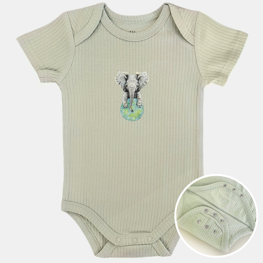 Meegroeiromper olifant - sage shortsleeve