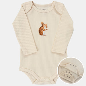 Meegroeiromper eekhoorn - vanille longsleeve
