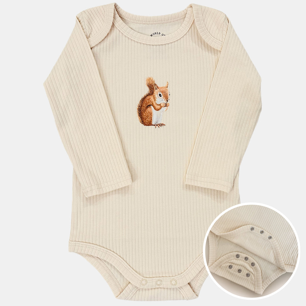 Meegroeiromper eekhoorn - vanille longsleeve