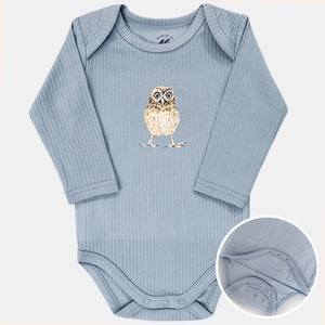 Meegroeiromper uiltje - soft blue longsleeve