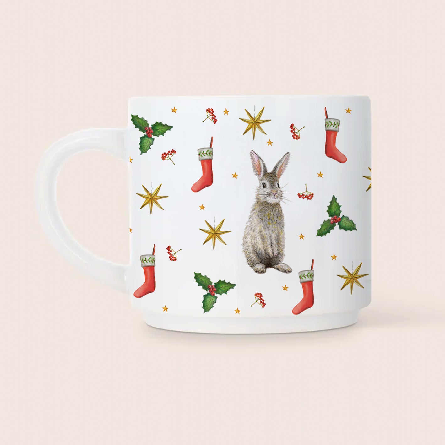 Ceramic Christmas mug rabbit