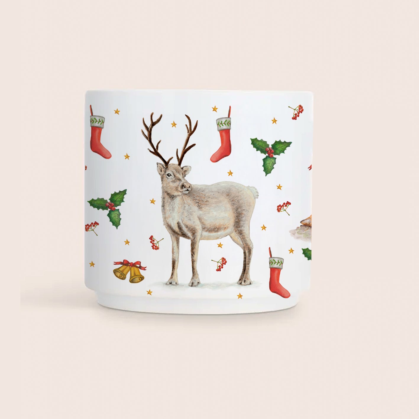 Mini kerstmok rendier keramiek