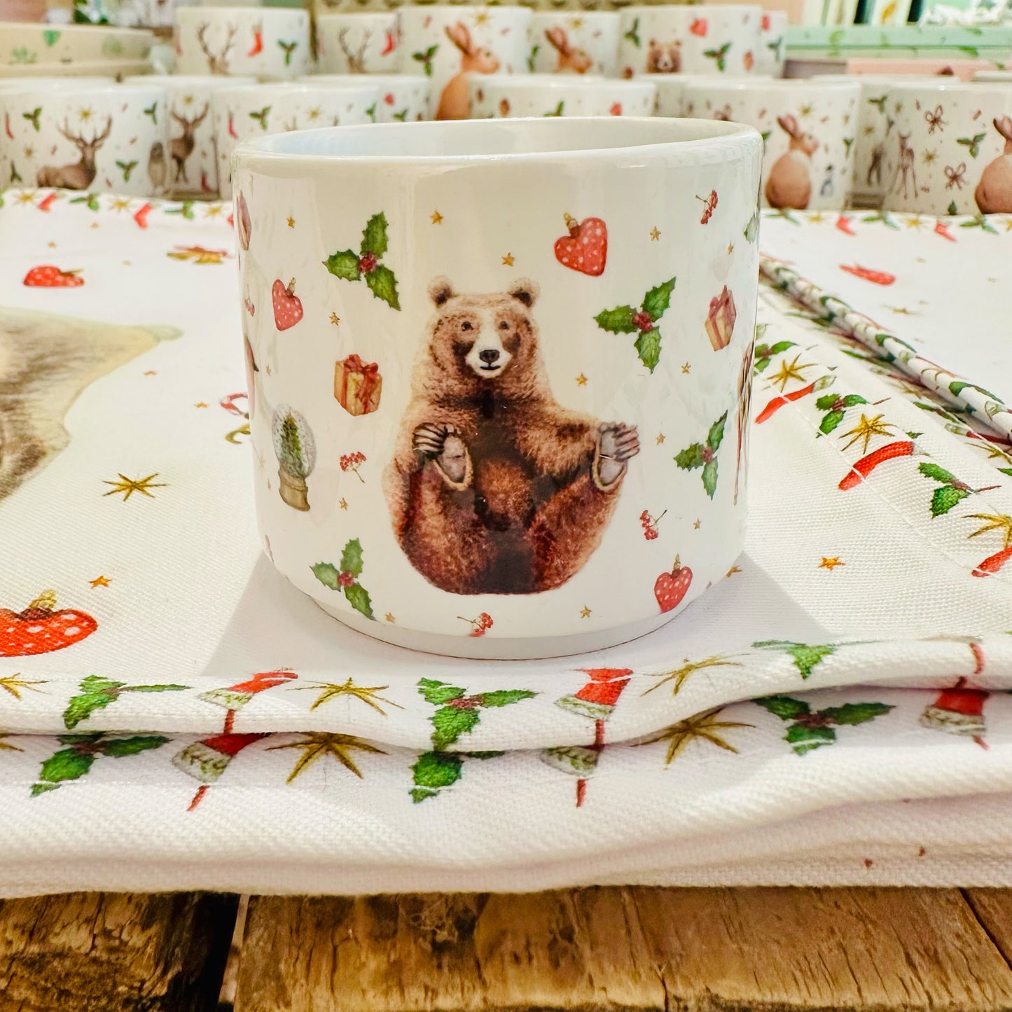 Mini kerstmok beer keramiek