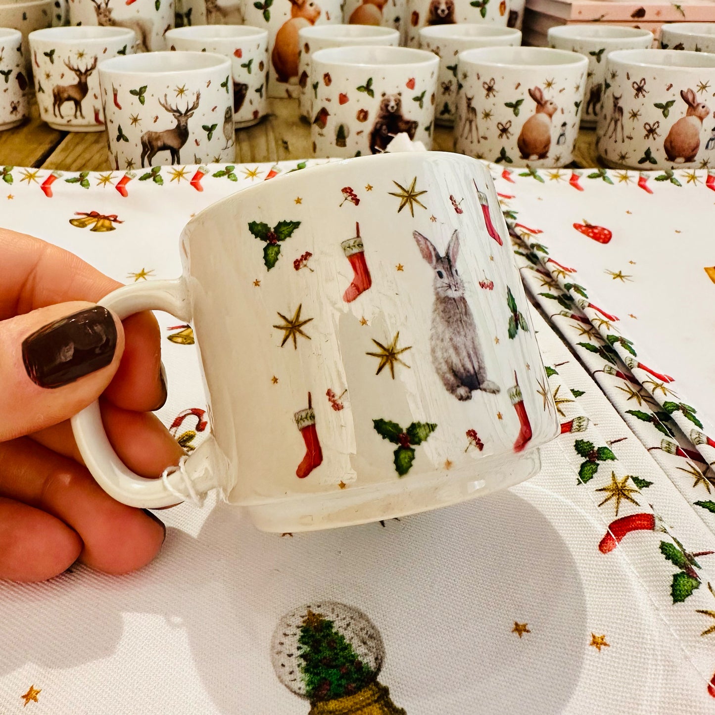 Ceramic Christmas mug rabbit