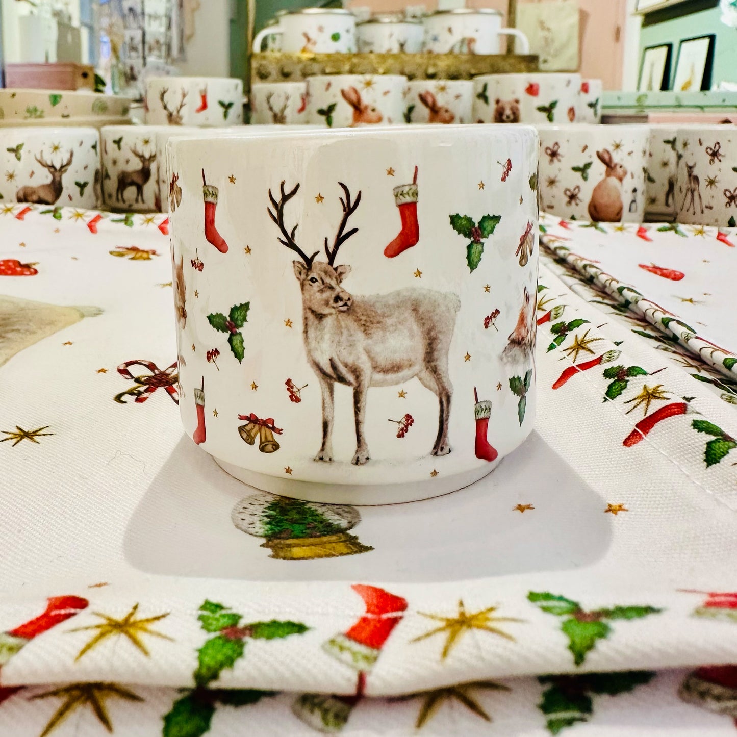 Mini kerstmok rendier keramiek
