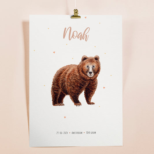 Birth poster bear - personalized - A3