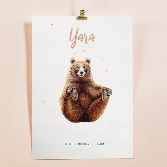 Birth poster bear - personalized - A3