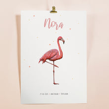 Lade das Bild in den Galerie-Viewer, Geboorteposter flamingo - gepersonaliseerd - A3
