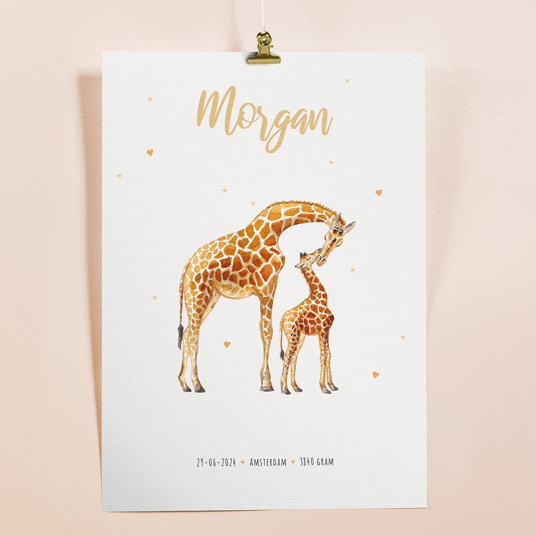 Geburtsposter Giraffe – personalisiert – A3