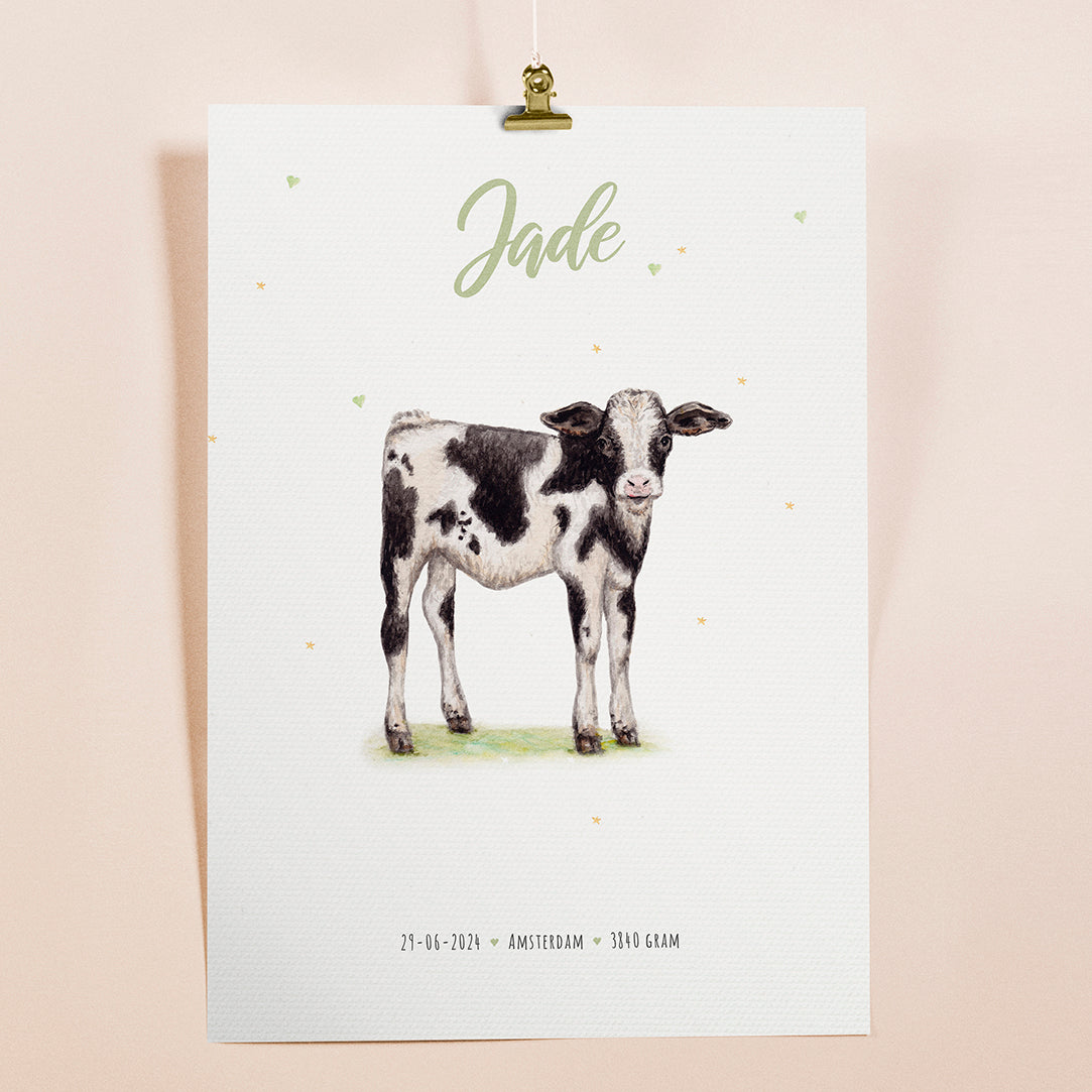 Birth poster calf - personalized - A3