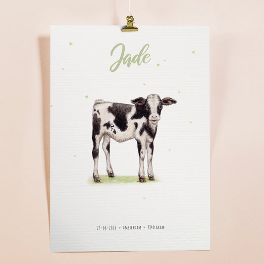Birth poster calf - personalized - A3