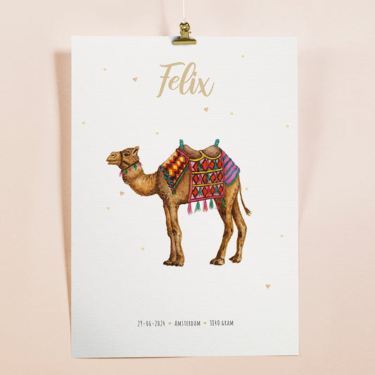 Birth poster camel - personalized - A3