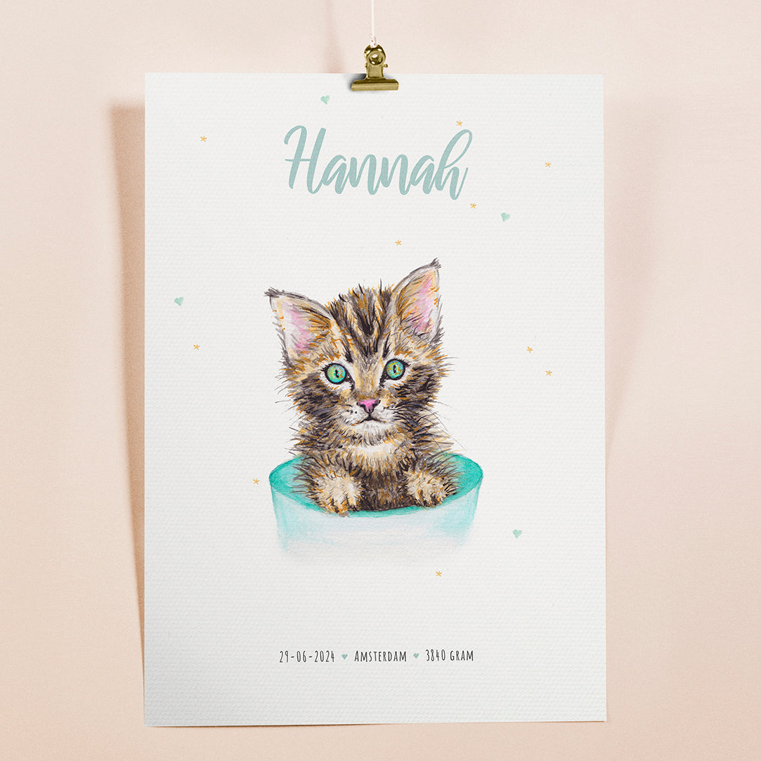 Geburtsposter Katze – personalisiert – A3 