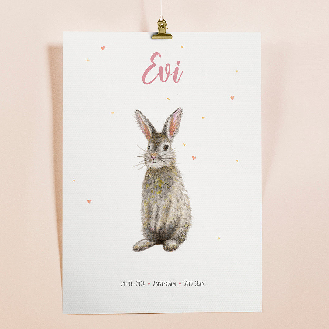 Geburtsposter Kaninchen – personalisiert – A3